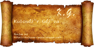 Kulcsár Géza névjegykártya